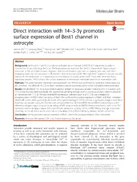Direct Interaction with 14–3-3Γ Promotes Surface Expression Of