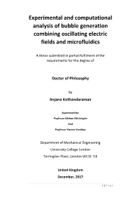 Experimental and Computational Analysis of Bubble Generation Combining Oscillating Electric Fields and Microfluidics