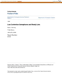Low Contention Semaphores and Ready Lists