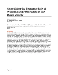 Quantifying the Economic Risk of Wildfires and Power Lines in San Diego County