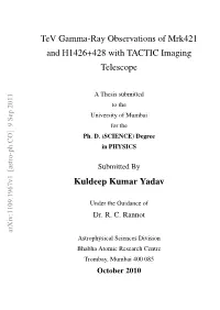 Tev Gamma-Ray Observations of Mrk421 and H1426+428 with TACTIC Imaging Telescope