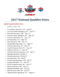 2017 National Qualifier Dates