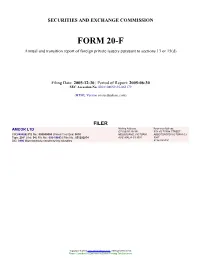 AMCOR LTD (Form: 20-F, Filing Date: 12/30/2005)