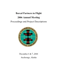 Boreal Partners in Flight 2006 Annual Meeting Proceedings and Project Descriptions
