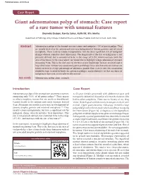 Giant Adenomatous Polyp of Stomach: Case Report of a Rare Tumor with Unusual Features
