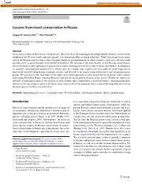 Lessons from Insect Conservation in Russia
