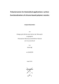 Polymersomes for Biomedical Applications: Surface Functionalization of Silicone-Based Polymer Vesicles