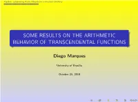 Some Results on the Arithmetic Behavior of Transcendental Functions