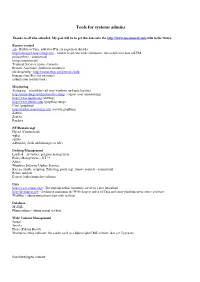 Tools for Systems Admins