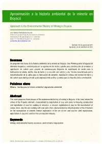Aproximación a La Historia Ambiental De La Minería En Boyacá