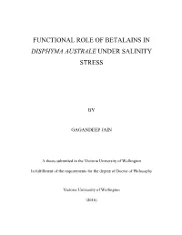 Functional Role of Betalains in Disphyma Australe Under Salinity Stress