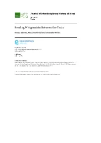 Journal of Interdisciplinary History of Ideas, 16 | 2019 Reading Wittgenstein Between the Texts 2