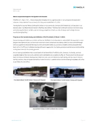 Nikola Corporation Reports First Quarter 2021 Results