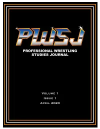 Professional Wrestling Studies Journal Volume 1, Issue 1 April 2020