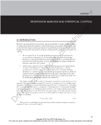 Regression Analysis and Statistical Control