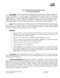 US Locality Domain Name Registration Terms and Conditions