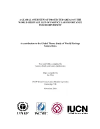 A Global Overview of Protected Areas on the World Heritage List of Particular Importance for Biodiversity