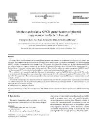 Absolute and Relative QPCR Quantification of Plasmid Copy