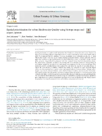 Spatial Prioritization for Urban Biodiversity Quality Using Biotope