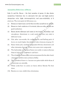 1 Anomalous Behaviour of Boron