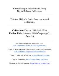Deaver, Michael: Files Folder Title: January 1984 Outgoing (3) Box: 16