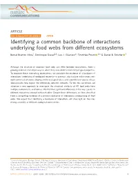 Identifying a Common Backbone of Interactions Underlying Food Webs from Different Ecosystems