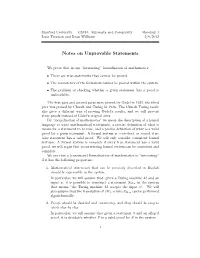 Notes on Unprovable Statements