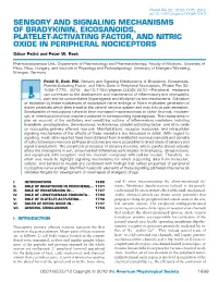 Sensory and Signaling Mechanisms of Bradykinin, Eicosanoids, Platelet-Activating Factor, and Nitric Oxide in Peripheral Nociceptors