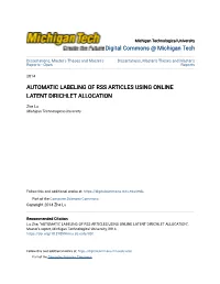 Automatic Labeling of Rss Articles Using Online Latent Dirichlet Allocation