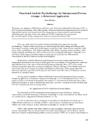 Functional Analytic Psychotherapy for Interpersonal Process Groups: a Behavioral Application