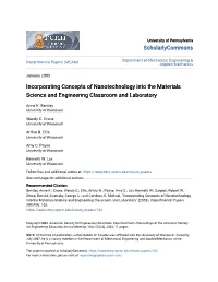 Incorporating Concepts of Nanotechnology Into the Materials Science and Engineering Classroom and Laboratory