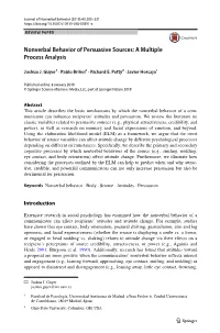 Nonverbal Behavior of Persuasive Sources: a Multiple Process Analysis