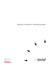 Solaris 1.X to 2.X Transition Guide