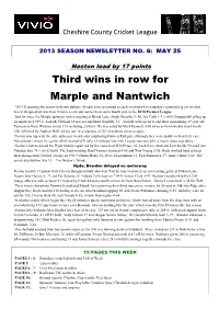 Third Wins in Row for Marple and Nantwich