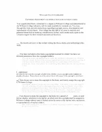 Williams College Libraries Copyright Assignment And