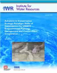Advances in Conservation Ecology: Paradigm Shifts of Consequence for USACE Environmental Planning, Management and Conservation Cooperation