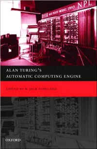 Alan Turing's Automatic Computing Engine