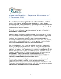 Alexander Hamilton, “Report on Manufactures,” 5 December 1791