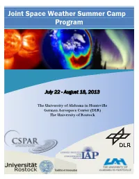 Joint Space Weather Summer Camp Program