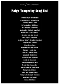 Paige Temperley Song List