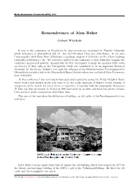 Remembrance of Alan Baker