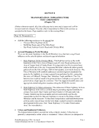SECTION E TRANSPORTATION / INFRASTRUCTURE TEXT AMENDMENT (Chapter