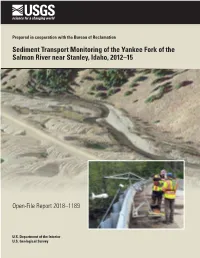 Sediment Transport Monitoring of the Yankee Fork of the Salmon River Near Stanley, Idaho, 2012–15