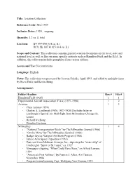 Title: Aviation Collection Reference Code: Mss-1969 Inclusive Dates
