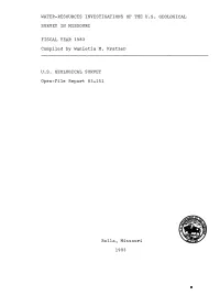 Water-Resources Investigations of the U.S. Geological