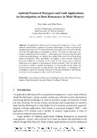 Android Password Managers and Vault Applications: an Investigation on Data Remanence in Main Memory