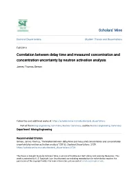 Correlation Between Delay Time and Measured Concentration and Concentration Uncertainty by Neutron Activation Analysis