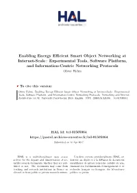 Enabling Energy Efficient Smart Object Networking at Internet-Scale: Experimental Tools, Software Platform, and Information-Cent