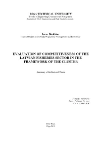 Evaluation of Competitiveness of the Latvian Fisheries Sector in the Framework of the Cluster