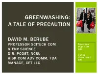 Greenwashing: a Tale of Precaution